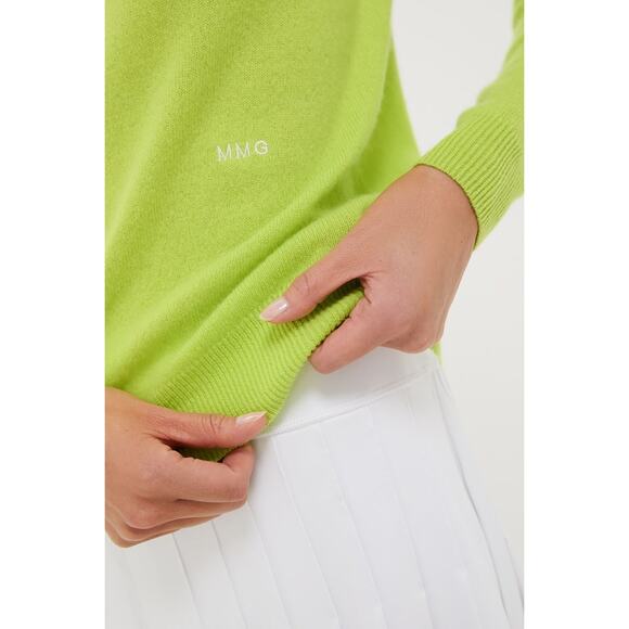 NWT Tuckernuck Lime Green Cashmere Crew Neck Sweater - Picture 5 of 6